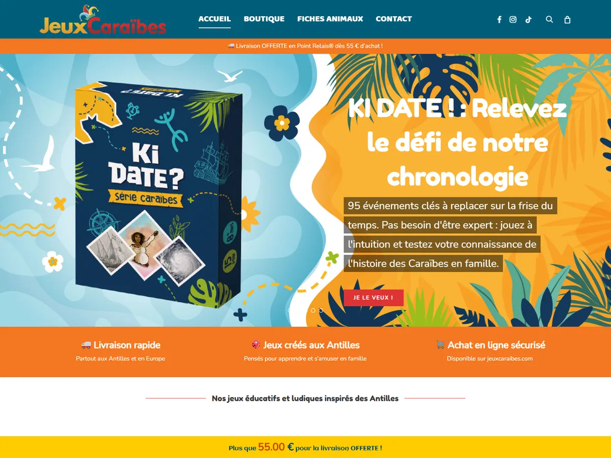 Aperçu du site Jeux Caraïbes